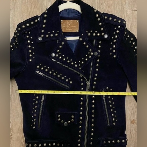 For Love and Lemons Jacket suede navy studded - Picture 8 of 9